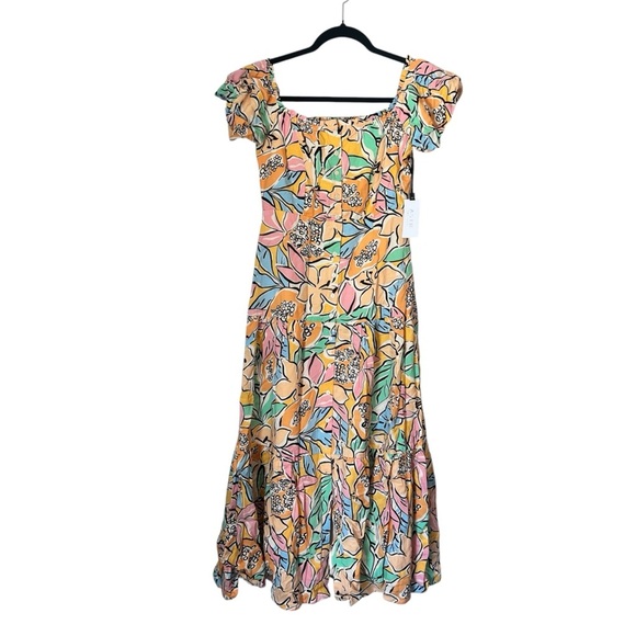 ASTR The Label Saveria Tropical Papaya Off the Shoulder Maxi Dress S - Picture 2 of 12